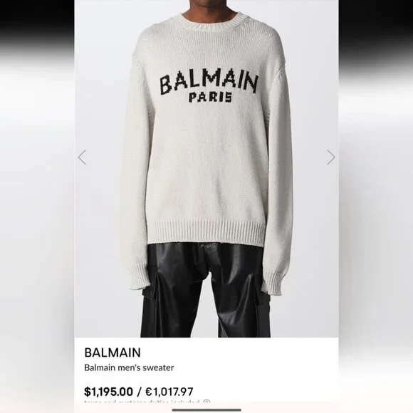Balmain Men's White Cable Knit Sweater - Size M Like New - Picture 9 of 13